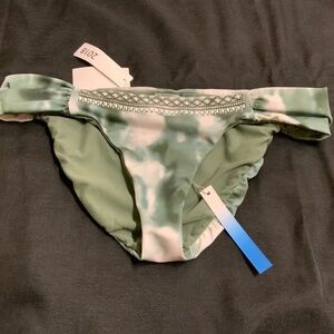 Lucky Brand Green & Cream Tie-dyed Swim Bikini Bottom.  Size M.  NWT